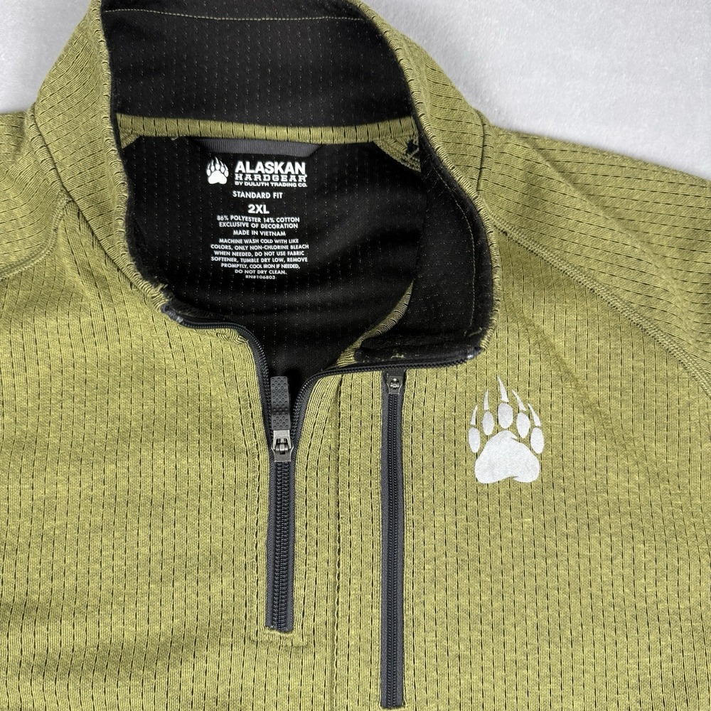 Alaskan Hardgear Duluth Trading Co Mens 2XL Olive Green Waffle 1/4 Zip Pullover